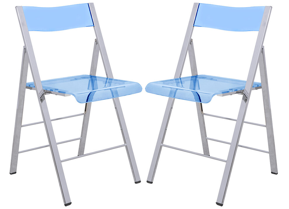 Blue acrylic seat and backrest dining chair/ set of 2 by Leisure Mod