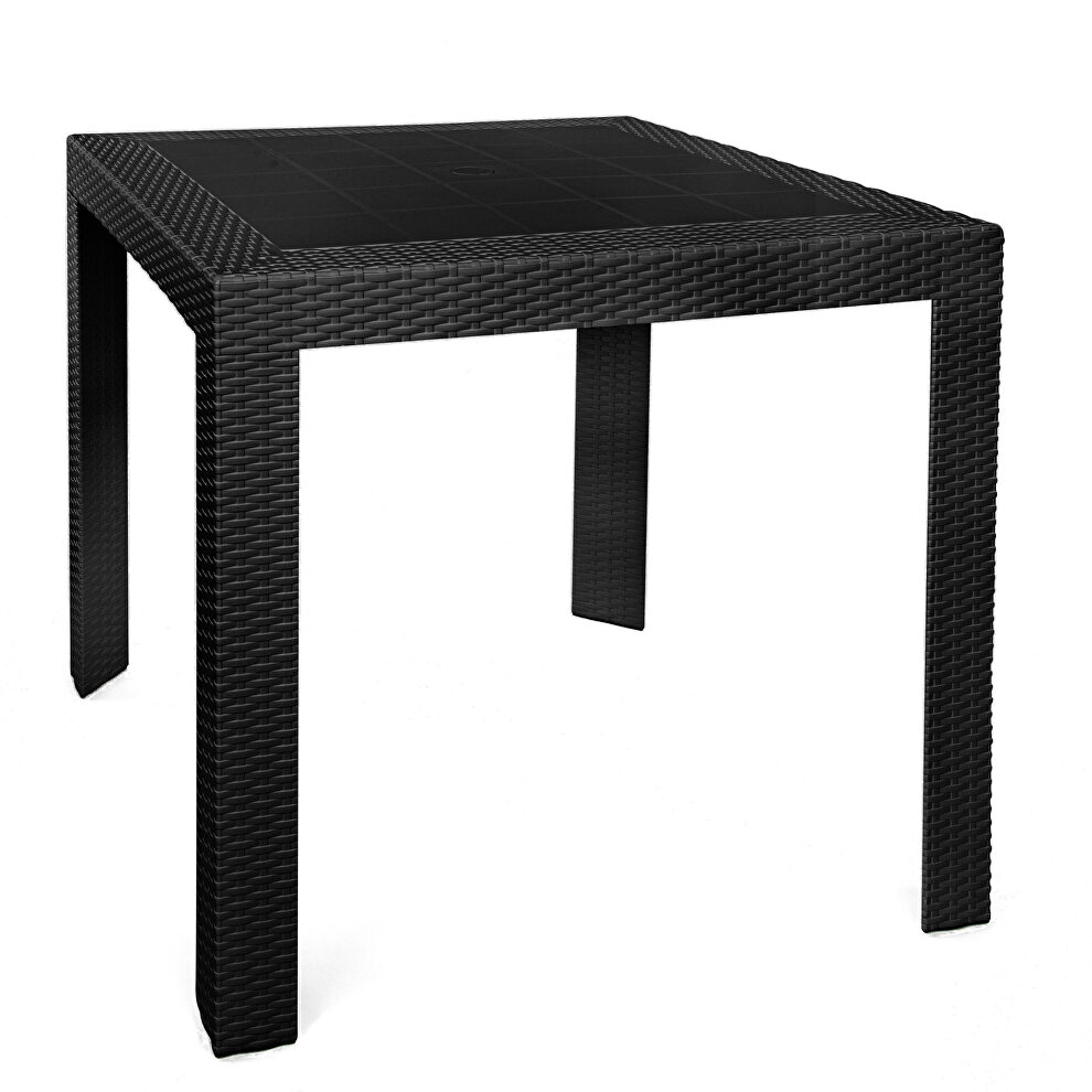 Black finish weave design outdoor side table by Leisure Mod