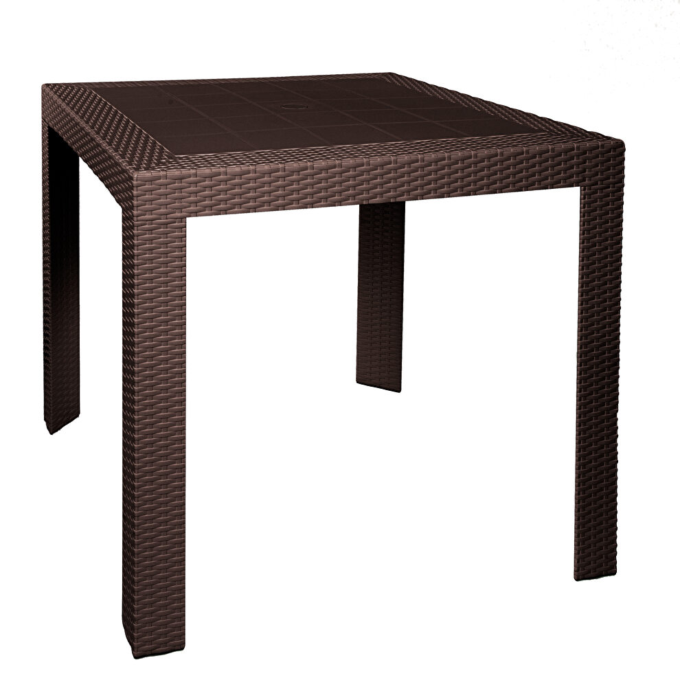 Brown finish weave design outdoor side table by Leisure Mod