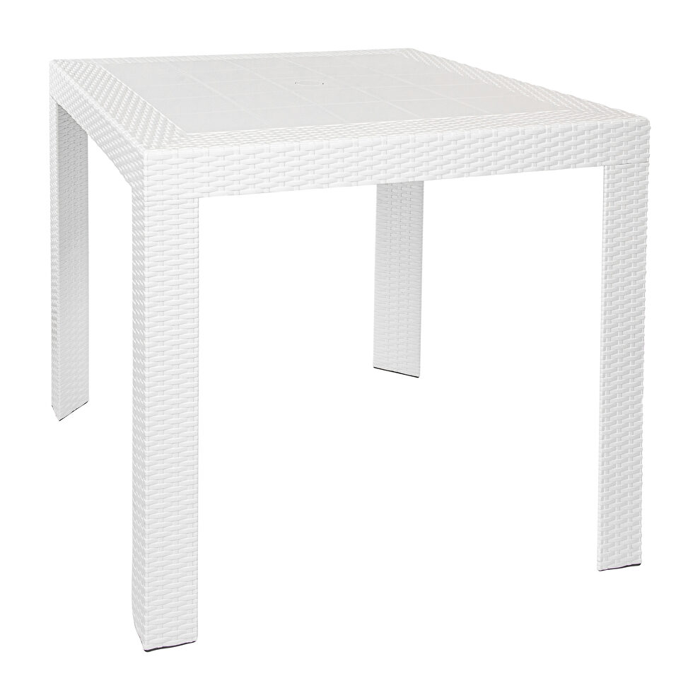 White finish weave design outdoor side table by Leisure Mod