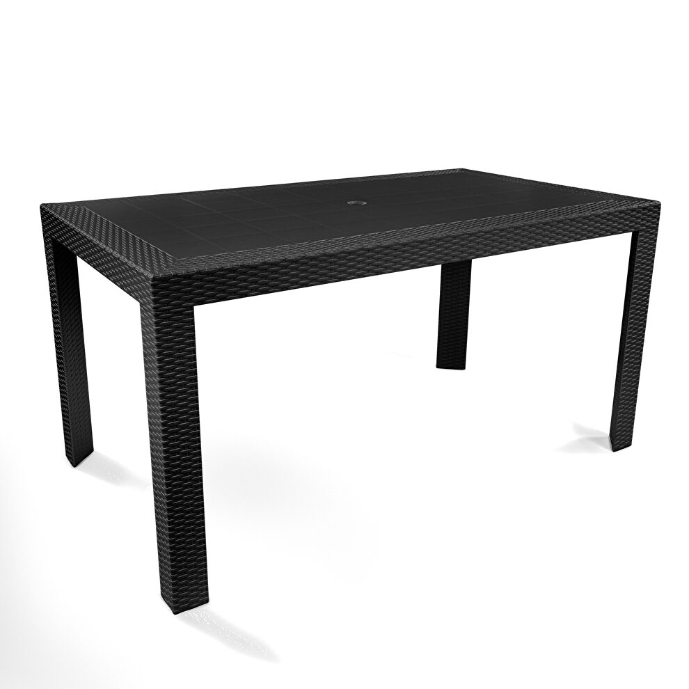 Black finish weave design outdoor dining table by Leisure Mod