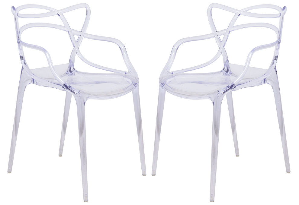Clear high-quality plastic futuristic design chair/ set of 2 by Leisure Mod