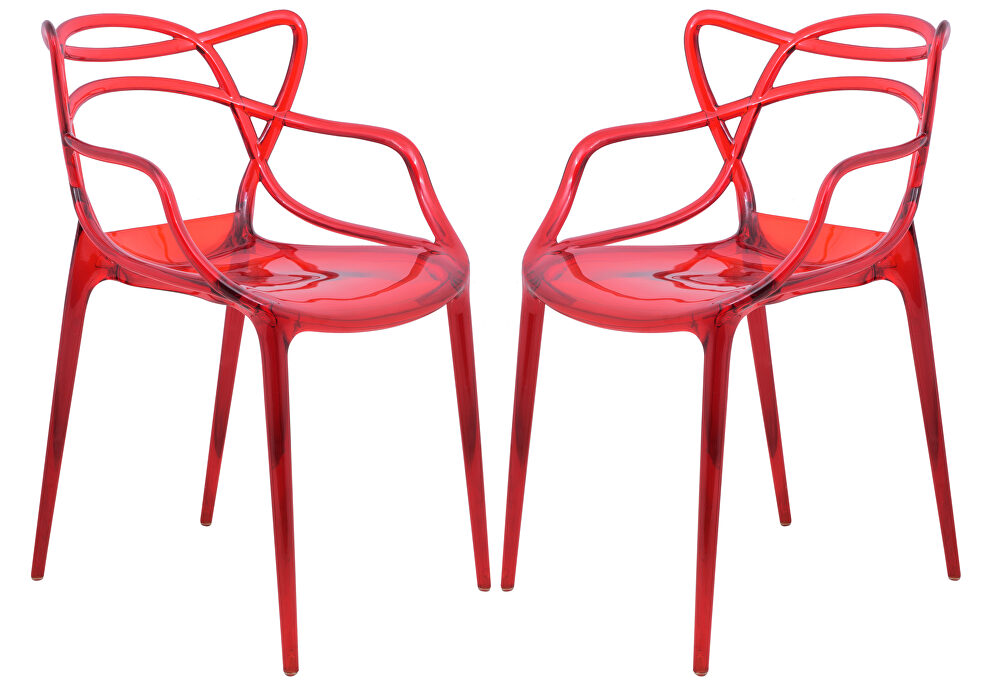 Red high-quality plastic futuristic design chair/ set of 2 by Leisure Mod