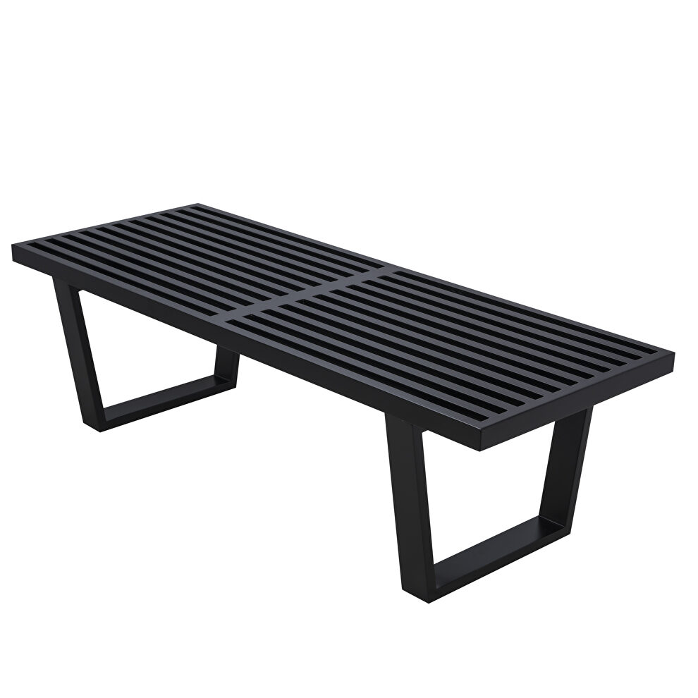 Black rubber wood frame and top bench by Leisure Mod