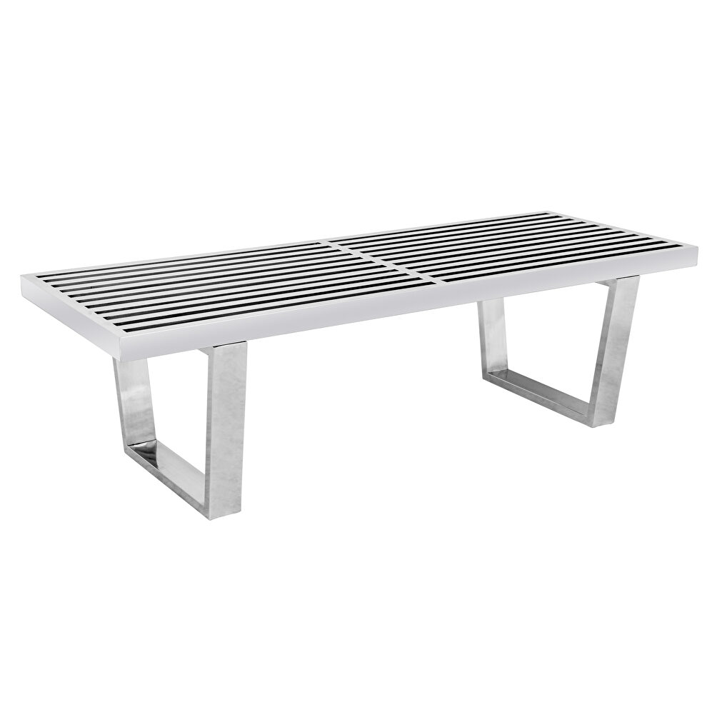 Silver stainless steel bench by Leisure Mod