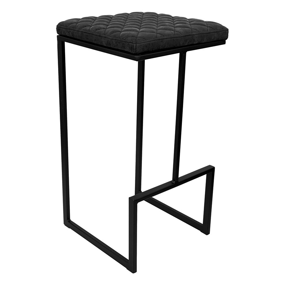 Charcoal black pu and sturdy metal base bar height stool by Leisure Mod