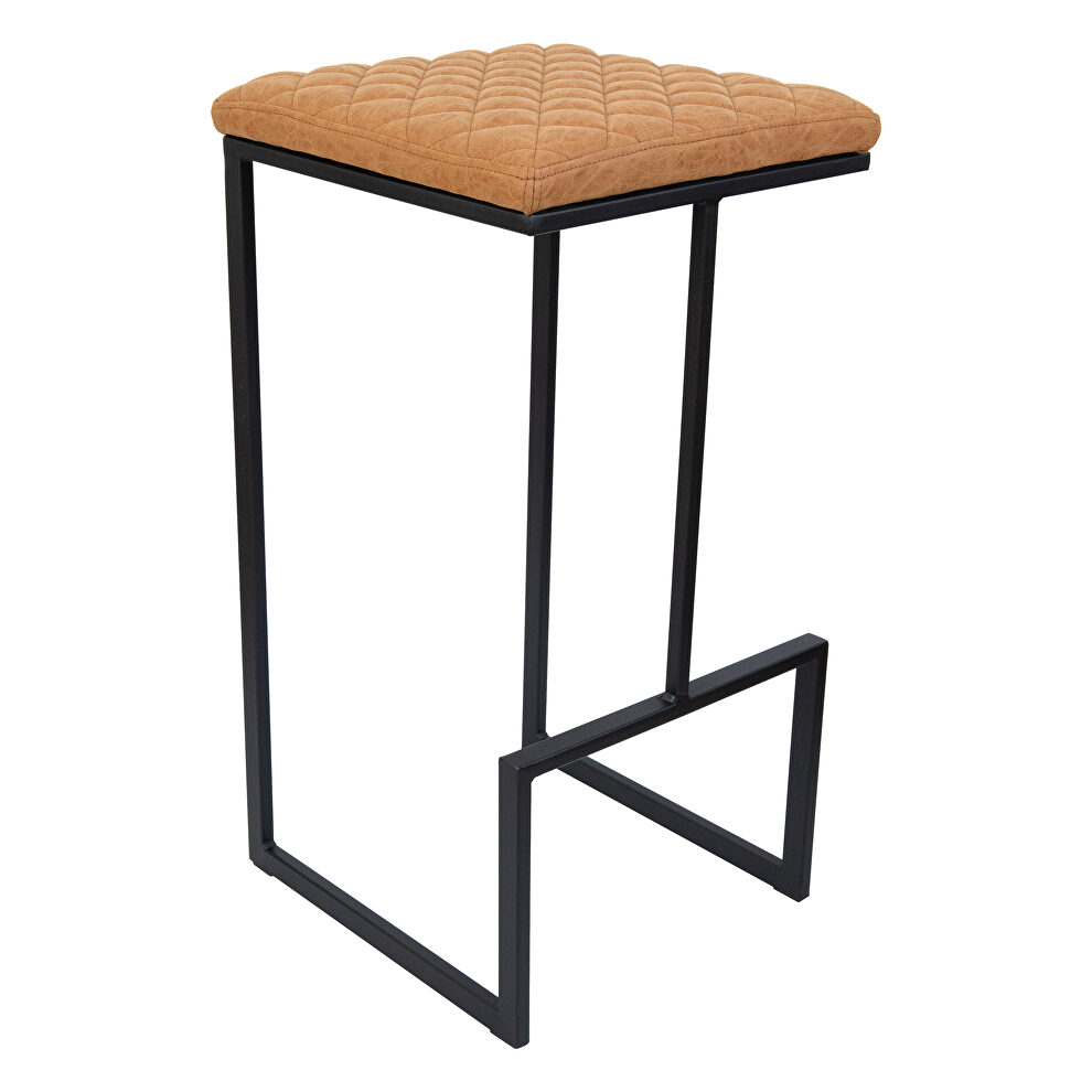 Light brown pu and sturdy metal base bar height stool by Leisure Mod