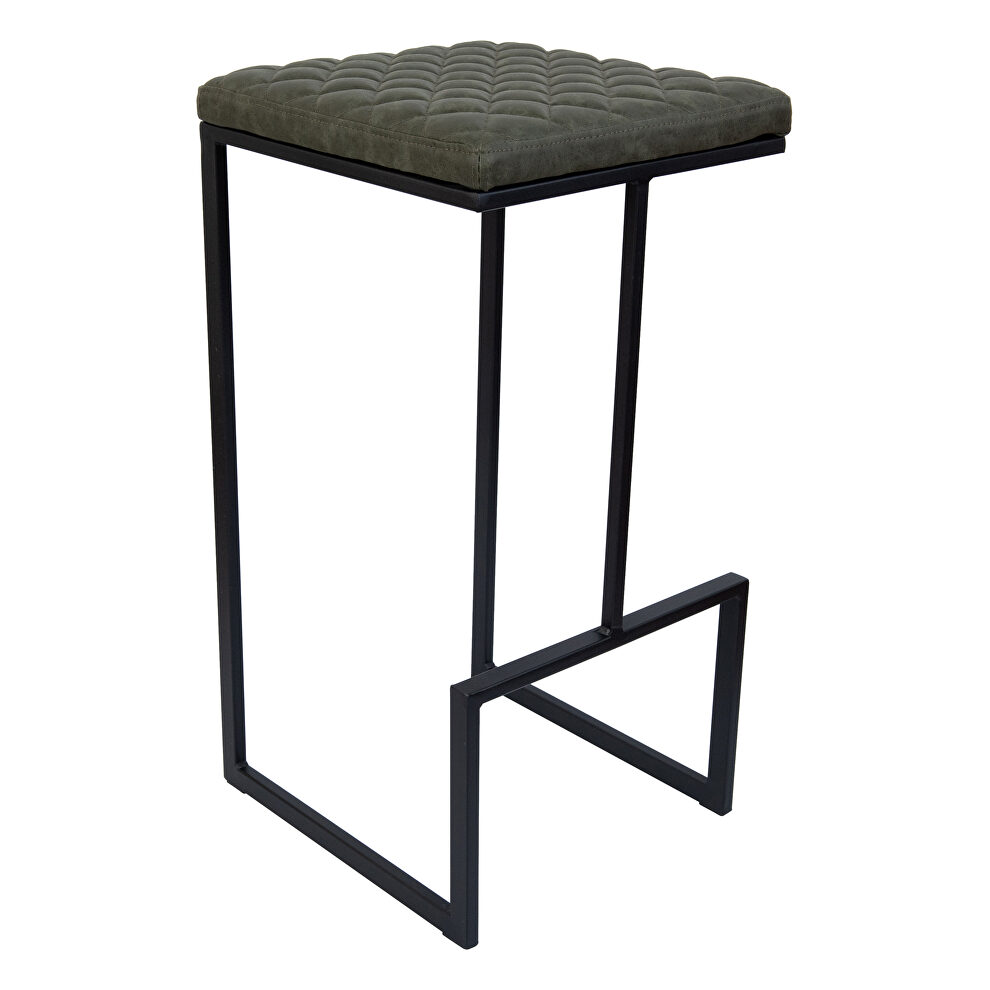 Olive green pu and sturdy metal base bar height stool by Leisure Mod