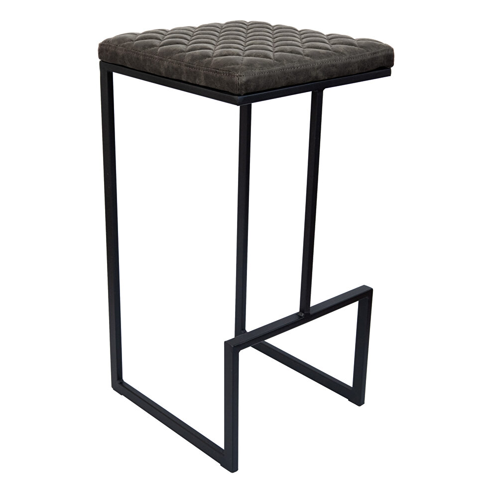 Gray pu and sturdy metal base bar height stool by Leisure Mod