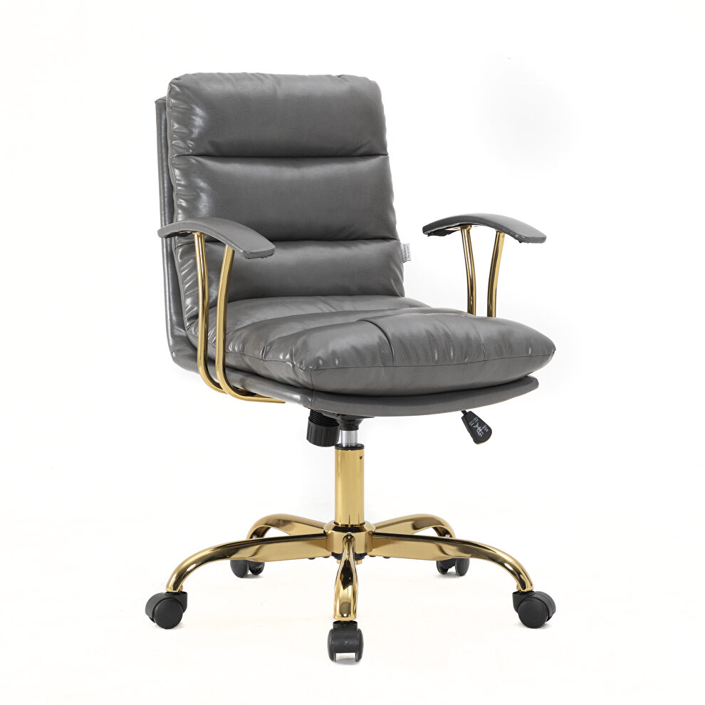 Titanium gray modern executive leather office chair by Leisure Mod