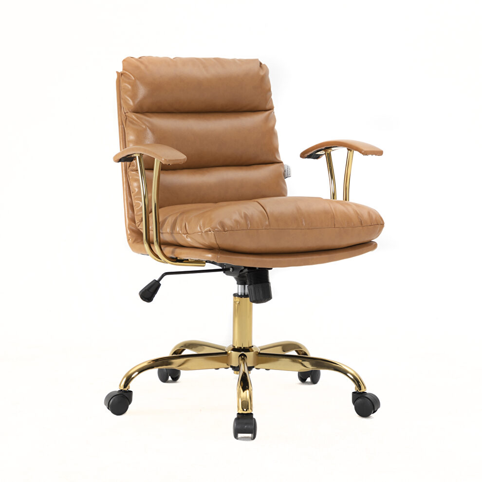 Saddle brown modern executive leather office chair by Leisure Mod