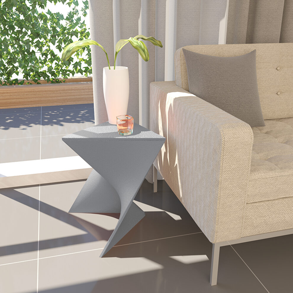 Gray sturdy plastic trendy side table by Leisure Mod