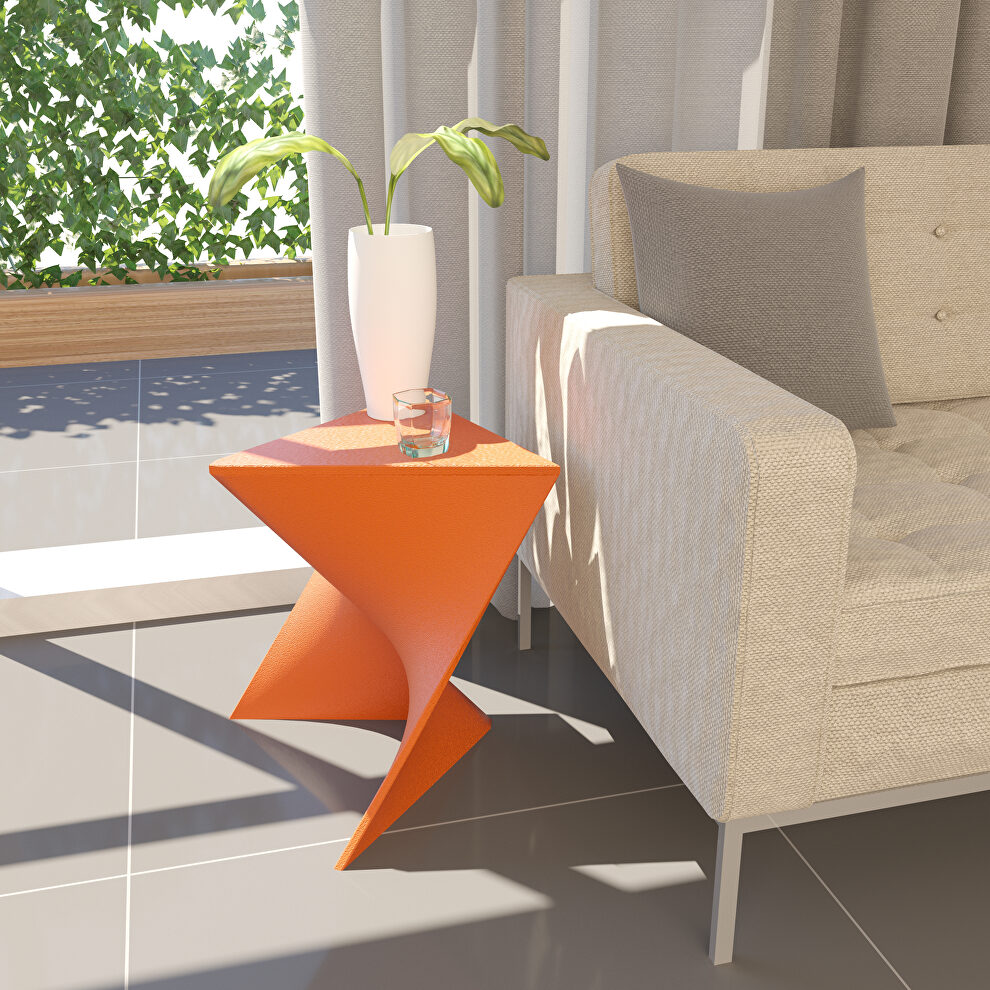 Orange sturdy plastic trendy side table by Leisure Mod
