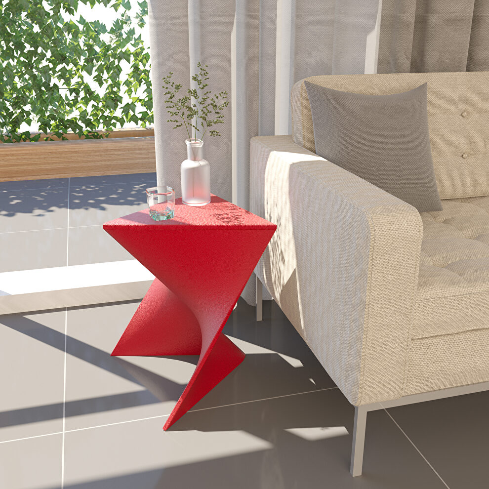 Red sturdy plastic trendy side table by Leisure Mod