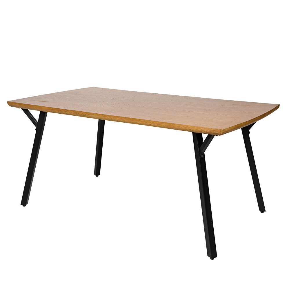 Modern rectangular wood dining table with metal y-shaped joint legs by Leisure Mod