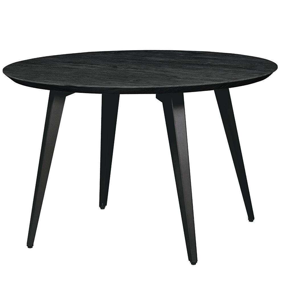 Ebony round wooden top modern dining table by Leisure Mod