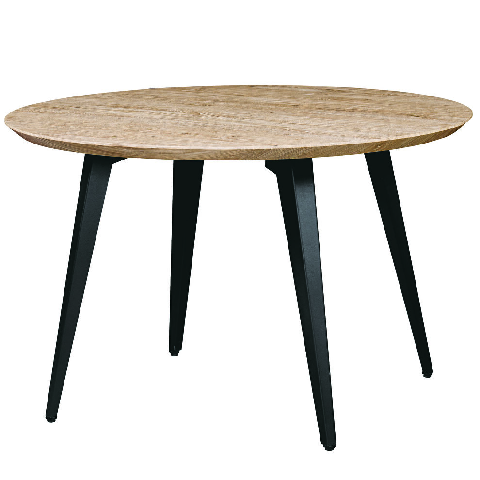Butternut round wooden top modern dining table by Leisure Mod