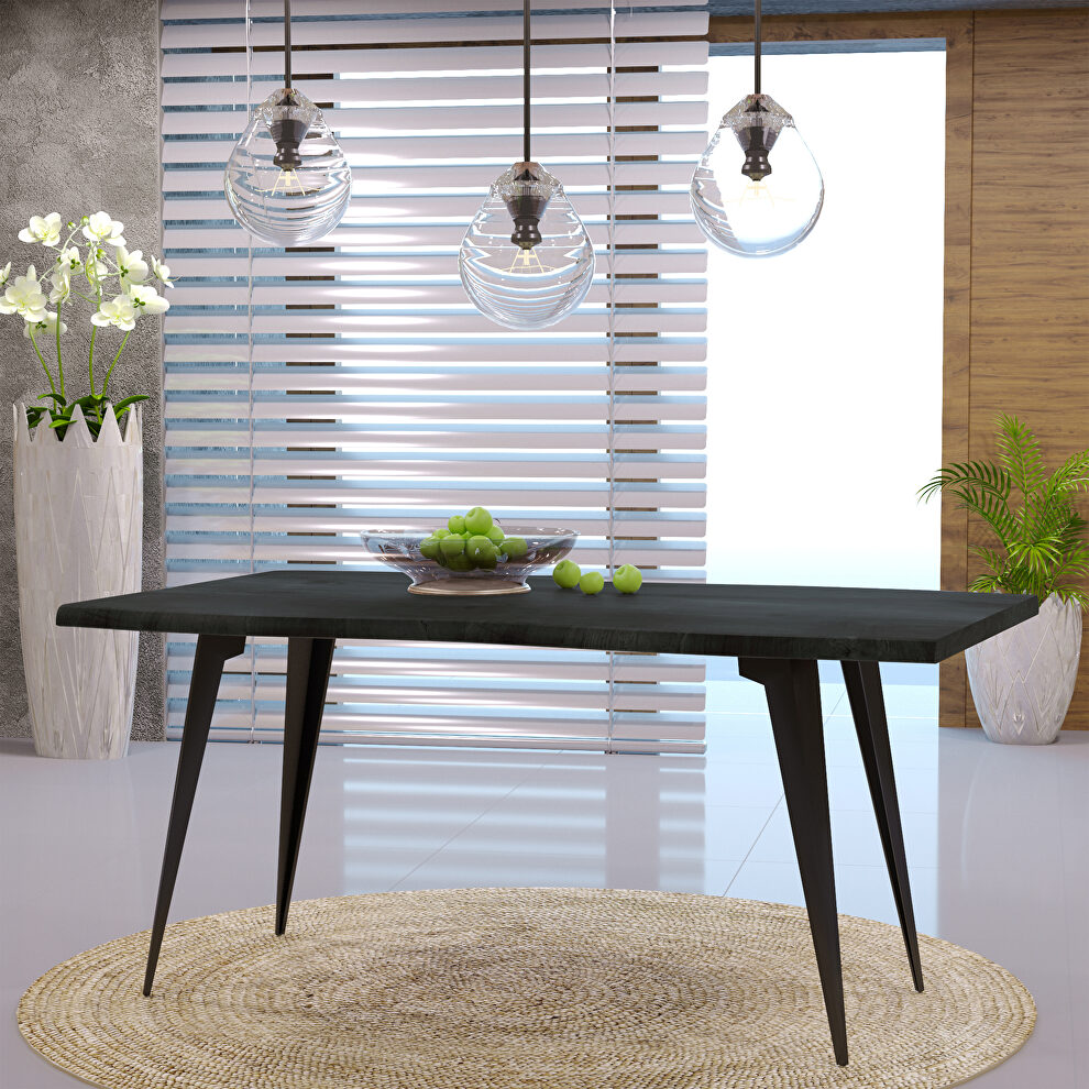 Ebony rectangular wooden top modern dining table by Leisure Mod