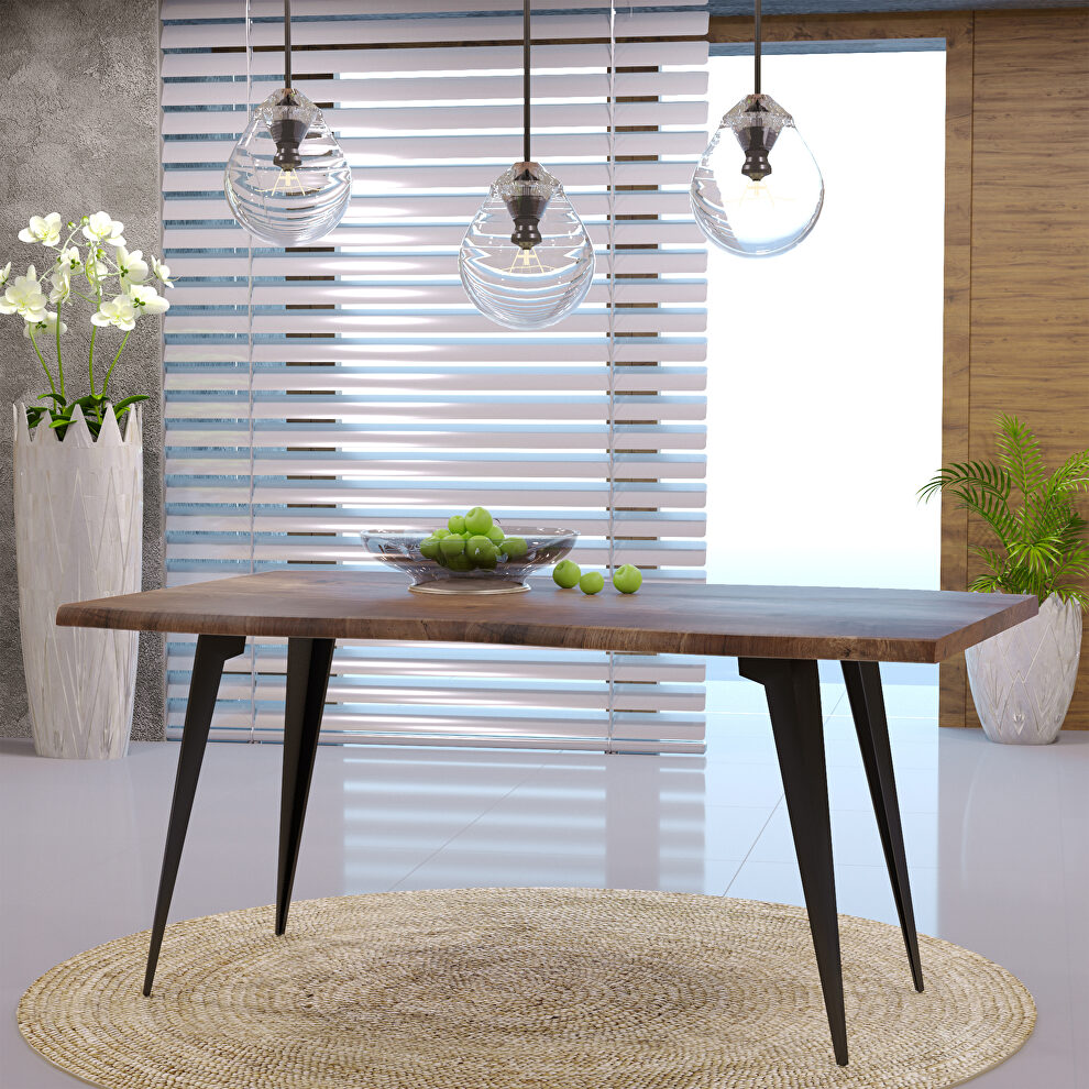 Dark brown rectangular wooden top modern dining table by Leisure Mod