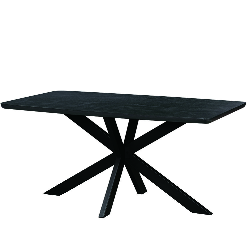 Ebony rectangular wooden top and metal base dining table by Leisure Mod