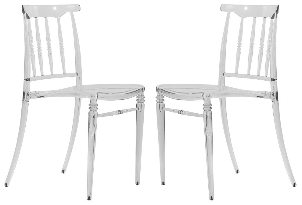 Clear transparent plastic modern classic design chair/ set of 2 by Leisure Mod