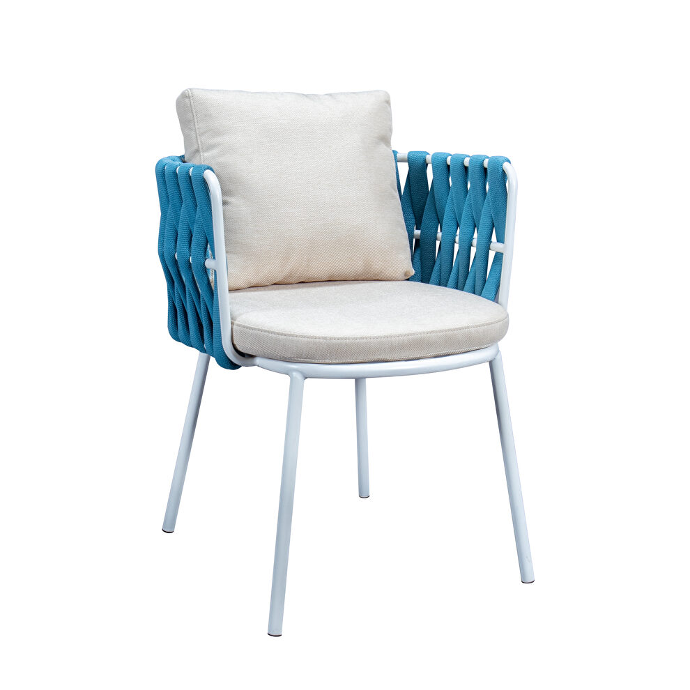 Blue finish olefin rope outdoor chair by Leisure Mod