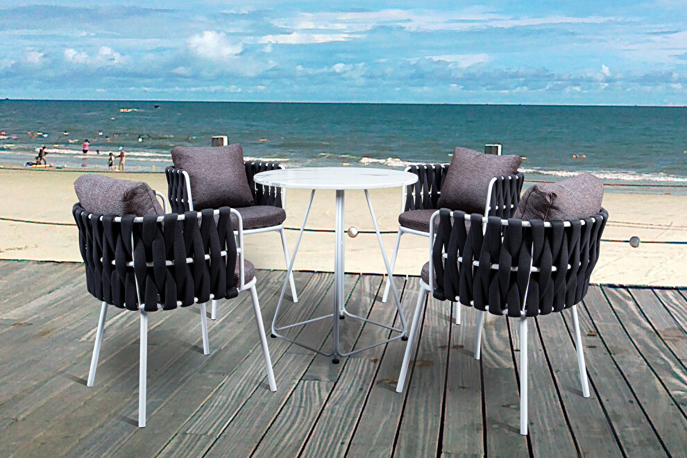 Black finish modern 5-piece rope bistro set by Leisure Mod