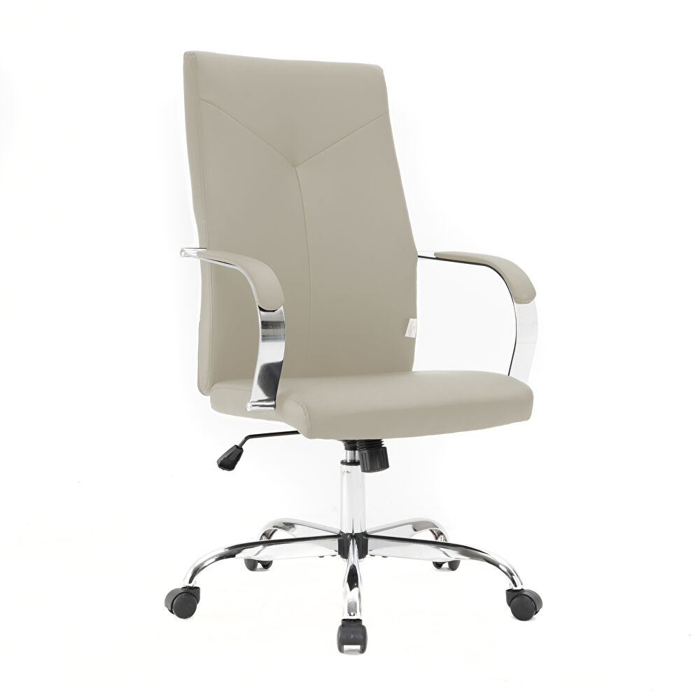 Modern high-back leather office chair in tan by Leisure Mod