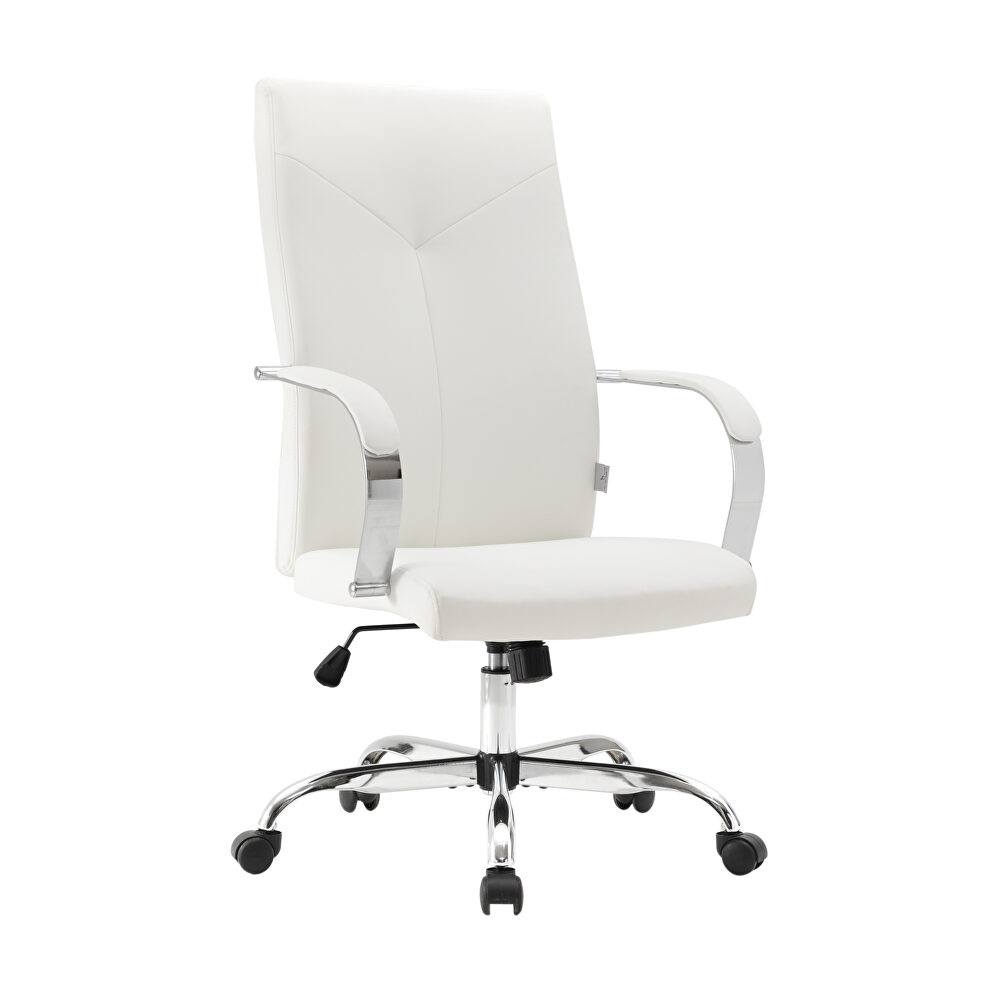 Modern high-back leather office chair in white by Leisure Mod