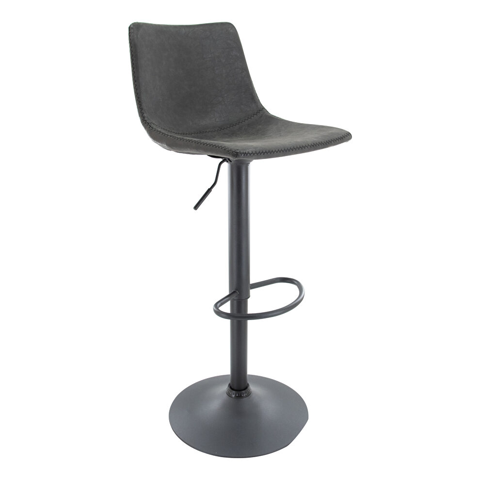 Charcoal black modern adjustable bar stool with footrest & 360-degree swivel by Leisure Mod