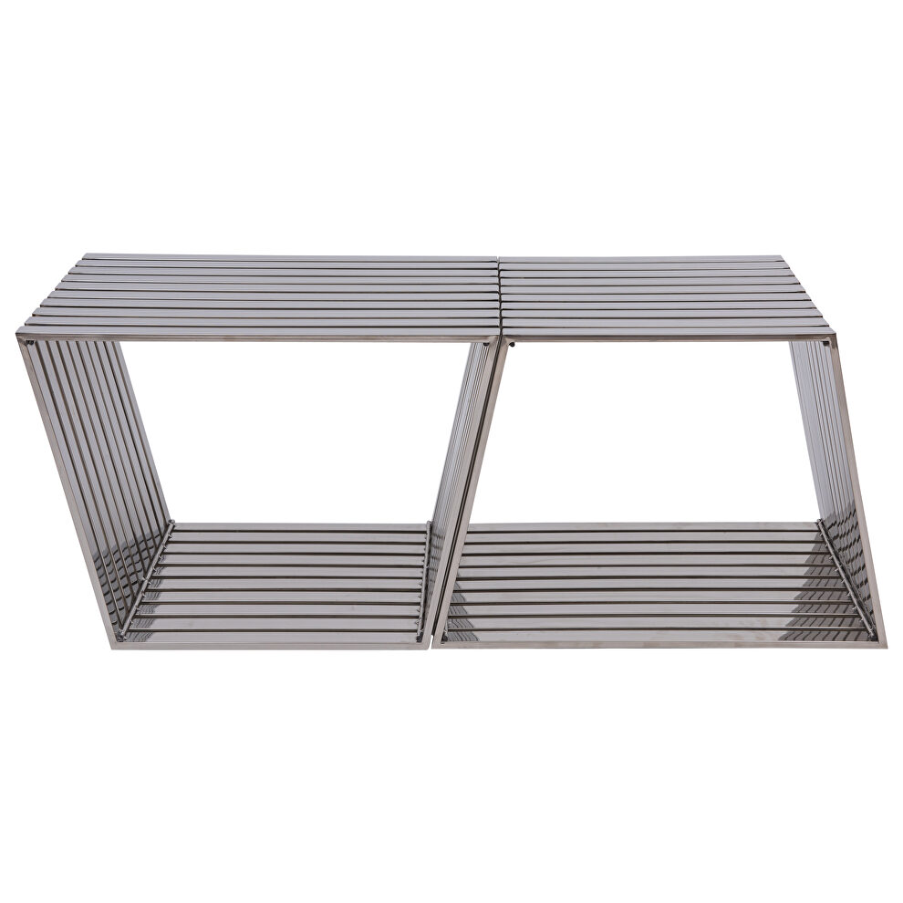 Modern stainless steel trapezium bench, set of 2 by Leisure Mod