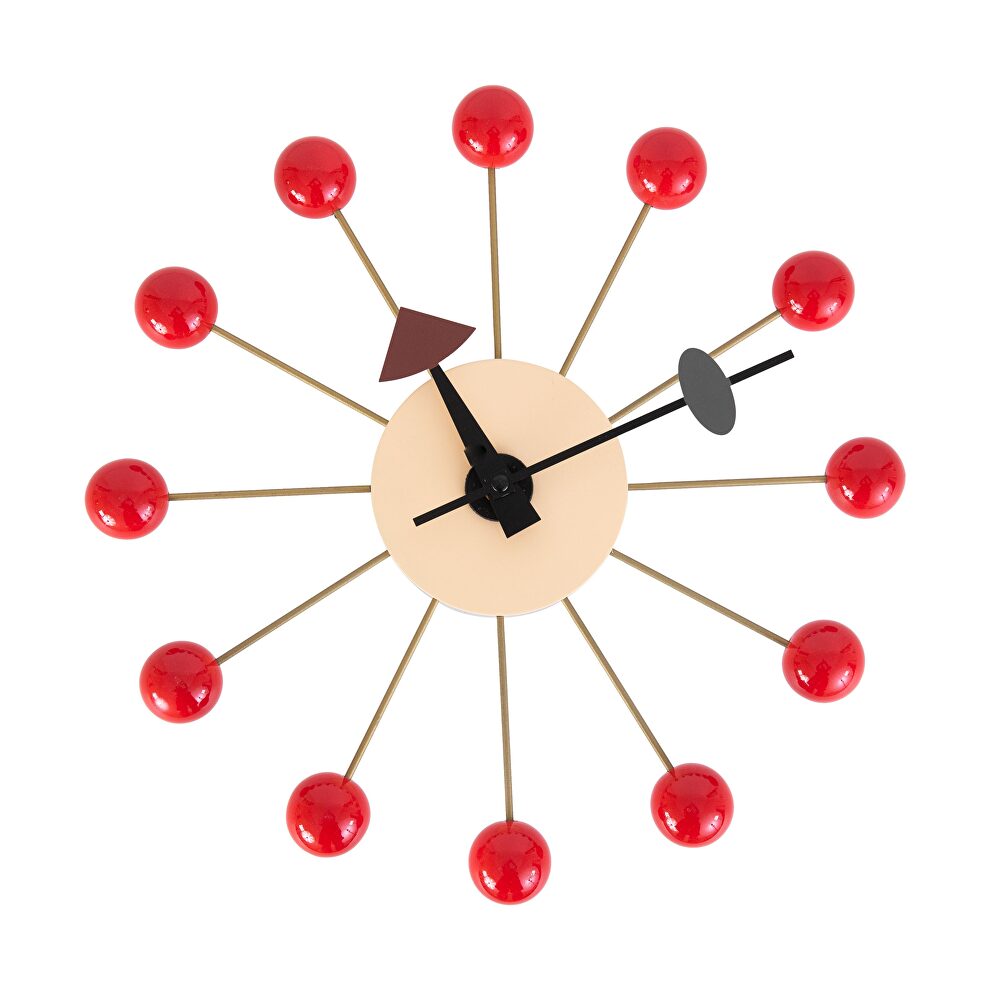 Red pinwheel concept design clock by Leisure Mod