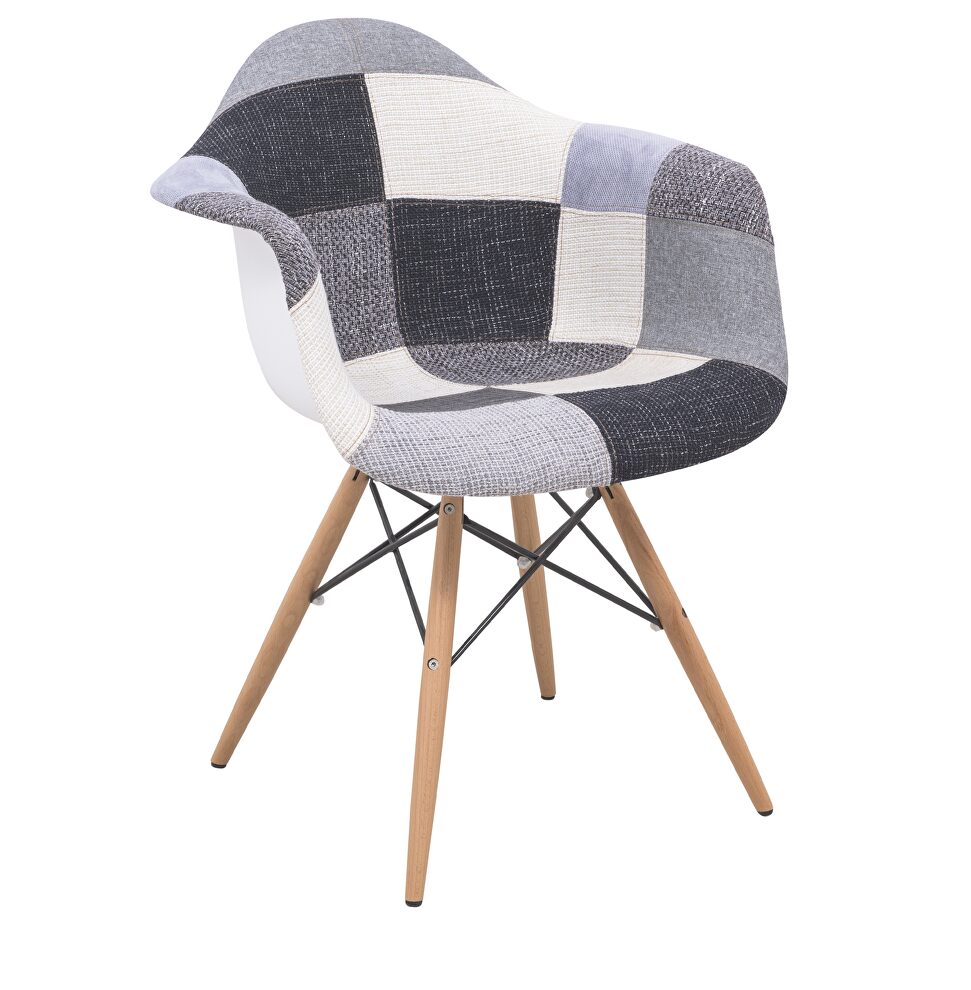 Patchwork polyester/ ash wood contemporary chair by Leisure Mod