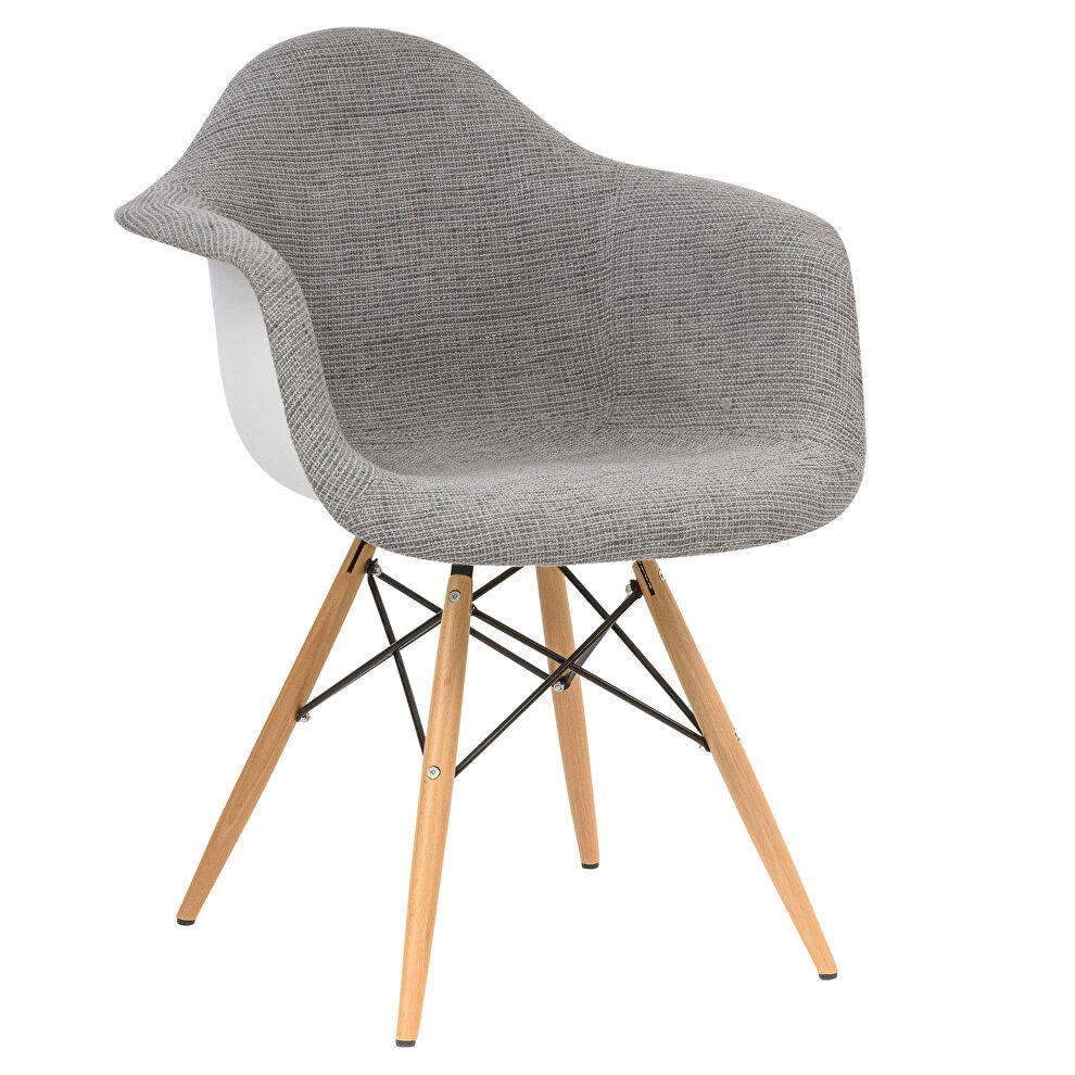 Gray polyester/ ash wood contemporary chair by Leisure Mod