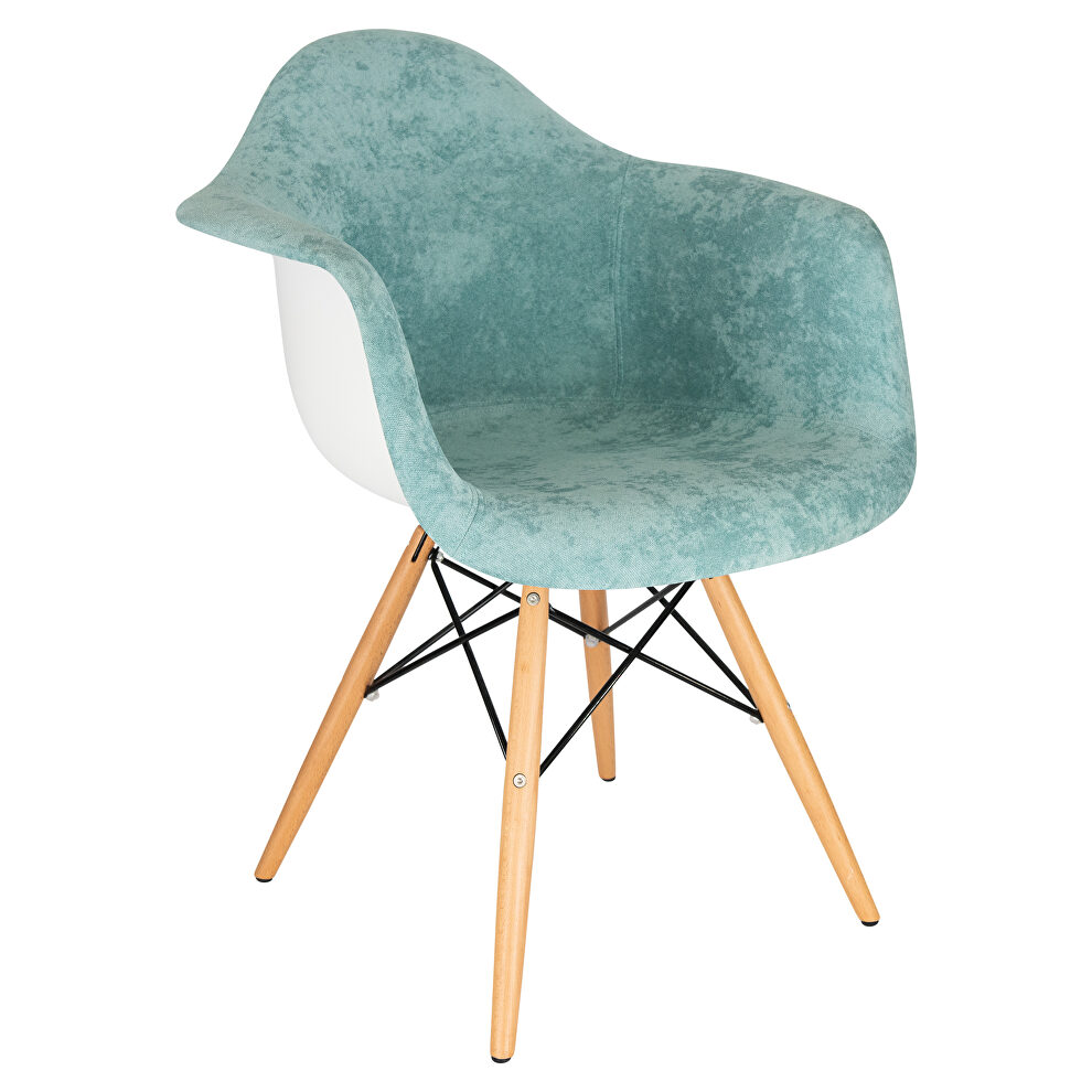 Teal velvet/ ash wood contemporary chair by Leisure Mod