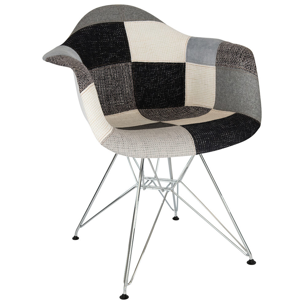 Patchwork polyester/ metal contemporary chair by Leisure Mod