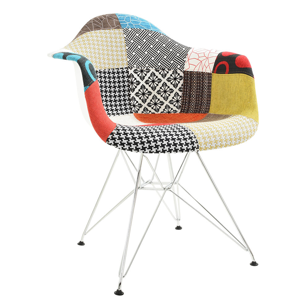 Multi-color patchwork polyester/ metal contemporary chair by Leisure Mod