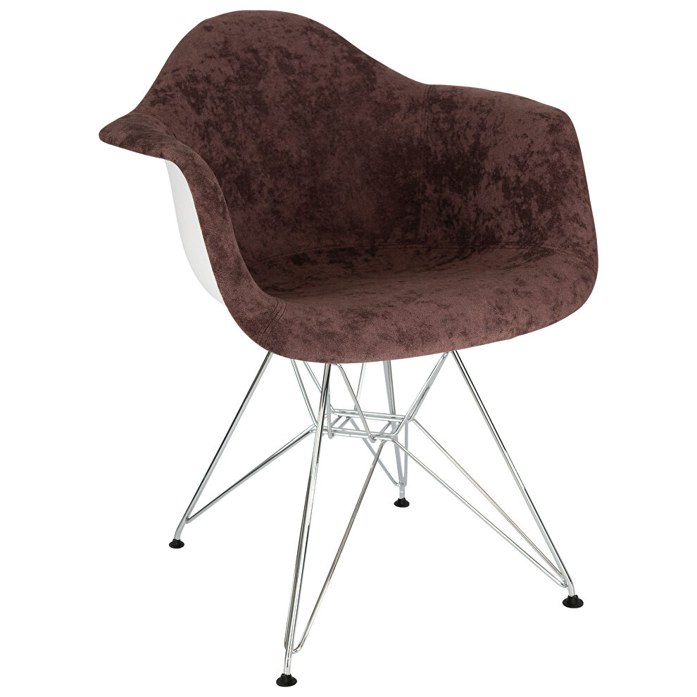 Coffee brown velvet / metal legs chair by Leisure Mod