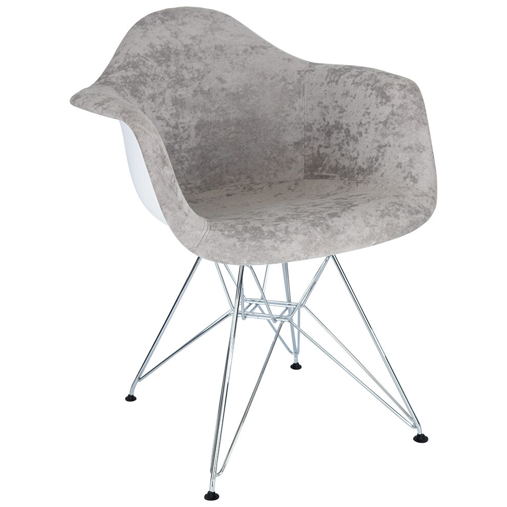 Cloudy gray velvet / metal legs chair by Leisure Mod