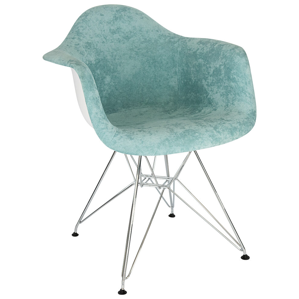 Teal velvet / metal legs chair by Leisure Mod