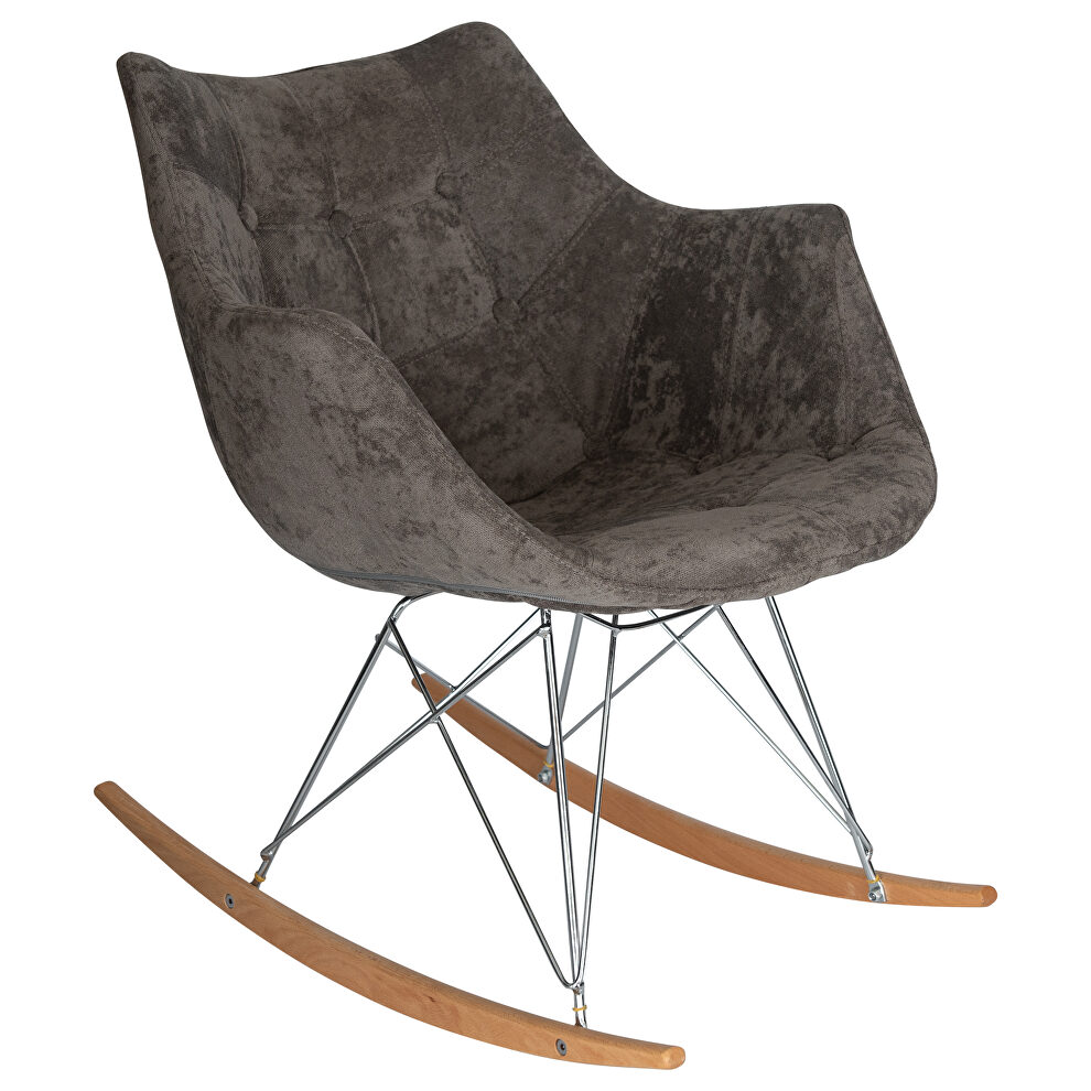 Cedar brown velvet / ash wood legs rocking chair by Leisure Mod