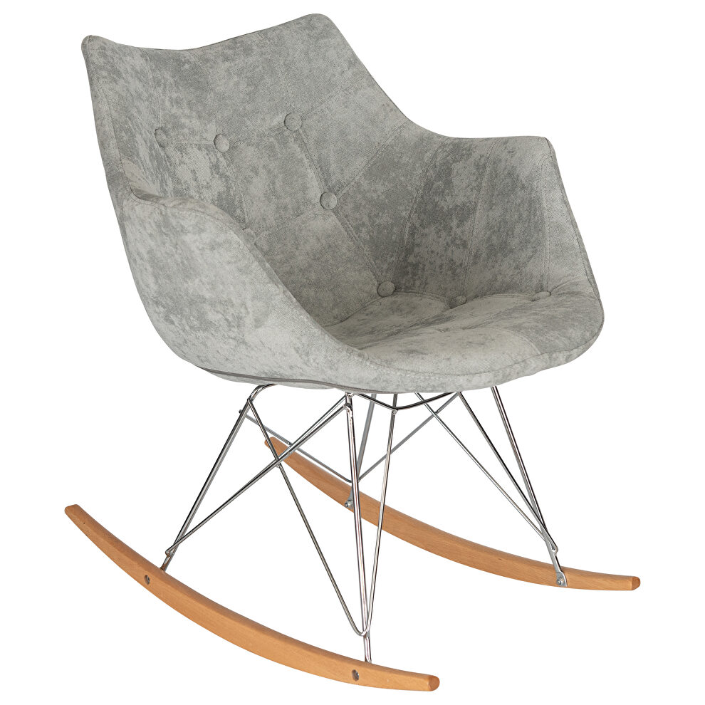 French silver velvet / ash wood legs rocking chair by Leisure Mod