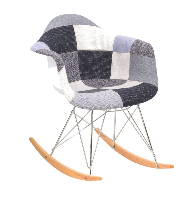 Patchwork polyester/ wood legs rocking chair by Leisure Mod