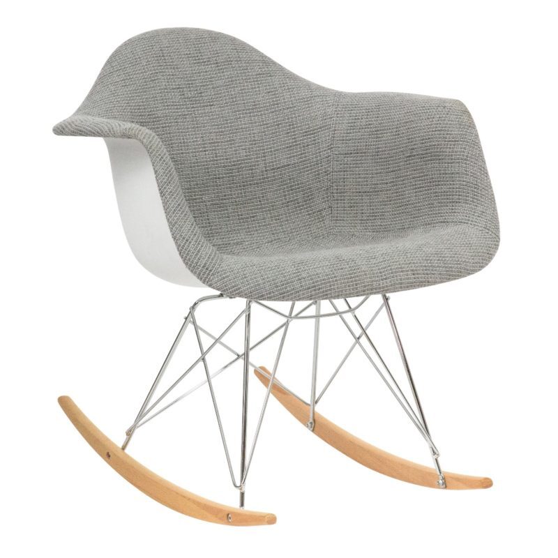 Gray polyester/ wood legs rocking chair by Leisure Mod