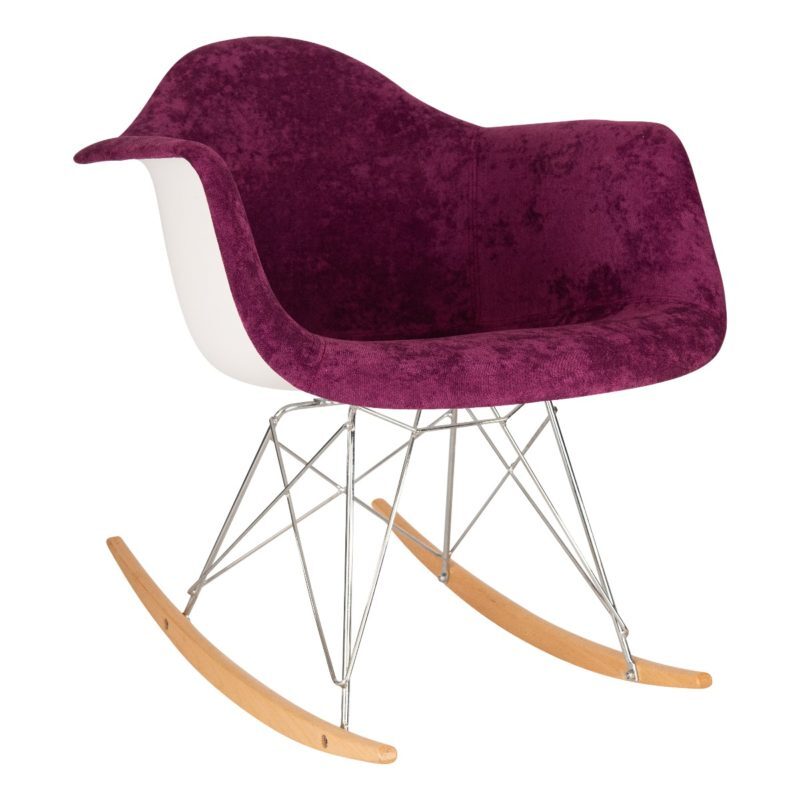 Purple velvet eiffel base rocking chair by Leisure Mod