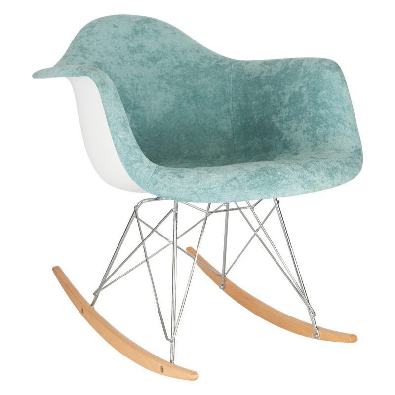 Teal velvet eiffel base rocking chair by Leisure Mod
