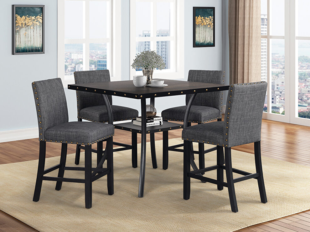 Industrial casual style table set w/ charcoal chairs by Mainline