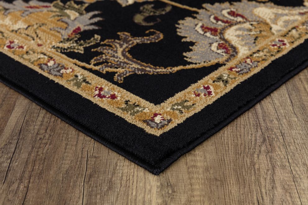 Crown 5'2 x7'2 Traditional Medallion Black area rug by Mod-Arte