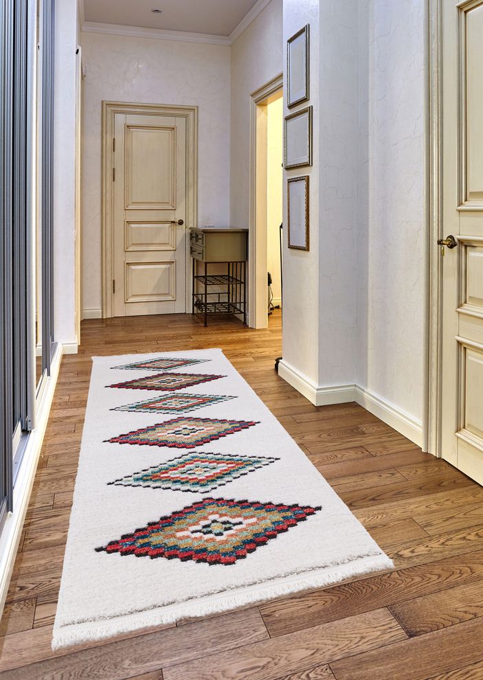 2'3x 7'2 Modern Moroccan White area rug by Mod-Arte