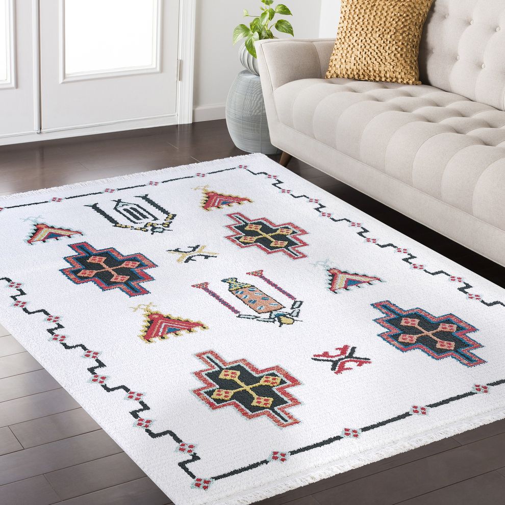 FEZ 3'9 x 5'2 Modern Moroccan White area rug by Mod-Arte